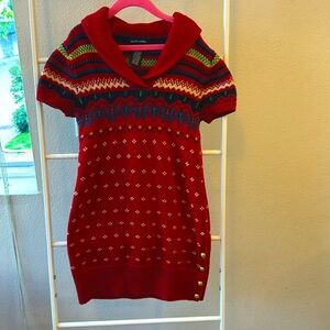 Ralph Lauren shawl collar fair isle sweater dress girls size 10 years EUC